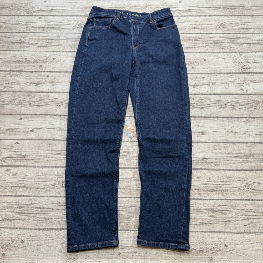 American Eagle Jeans Women'6 Blue Dark Blue Stretch High Rise Straight Leg Denim